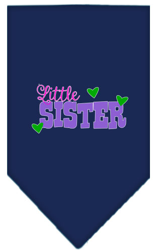 Little Sister Screen Print Bandana Navy Blue Small
